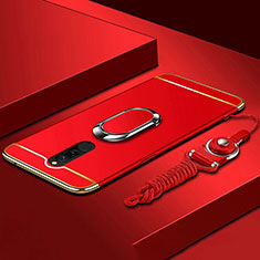 Custodia Lusso Metallo Laterale e Plastica Cover con Anello Supporto A01 per Xiaomi Redmi 8 Rosso