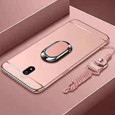 Custodia Lusso Metallo Laterale e Plastica Cover con Anello Supporto A01 per Xiaomi Redmi 8A Oro Rosa