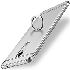 Custodia Lusso Metallo Laterale e Plastica Cover con Anello Supporto A01 per Xiaomi Redmi Note 4 Argento