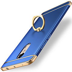 Custodia Lusso Metallo Laterale e Plastica Cover con Anello Supporto A01 per Xiaomi Redmi Note 4 Blu