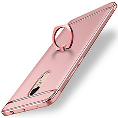 Custodia Lusso Metallo Laterale e Plastica Cover con Anello Supporto A01 per Xiaomi Redmi Note 4 Oro Rosa