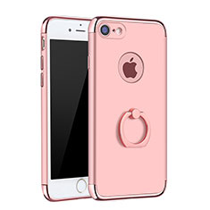 Custodia Lusso Metallo Laterale e Plastica Cover con Anello Supporto A02 per Apple iPhone 7 Oro Rosa