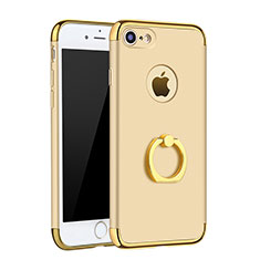 Custodia Lusso Metallo Laterale e Plastica Cover con Anello Supporto A02 per Apple iPhone 8 Oro