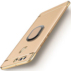 Custodia Lusso Metallo Laterale e Plastica Cover con Anello Supporto A02 per Huawei P9 Plus Oro