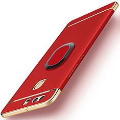 Custodia Lusso Metallo Laterale e Plastica Cover con Anello Supporto A02 per Huawei P9 Rosso
