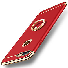 Custodia Lusso Metallo Laterale e Plastica Cover con Anello Supporto A05 per Apple iPhone 7 Plus Rosso