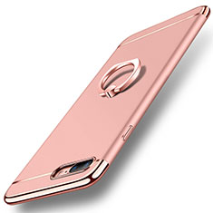 Custodia Lusso Metallo Laterale e Plastica Cover con Anello Supporto A06 per Apple iPhone 8 Plus Oro Rosa