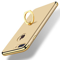 Custodia Lusso Metallo Laterale e Plastica Cover con Anello Supporto A07 per Apple iPhone 7 Plus Oro