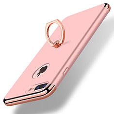 Custodia Lusso Metallo Laterale e Plastica Cover con Anello Supporto A07 per Apple iPhone 7 Plus Oro Rosa