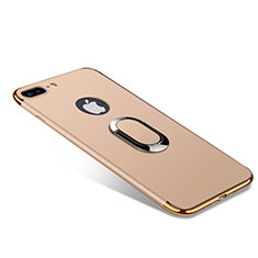 Custodia Lusso Metallo Laterale e Plastica Cover con Anello Supporto A08 per Apple iPhone 7 Plus Oro