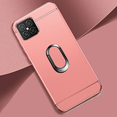 Custodia Lusso Metallo Laterale e Plastica Cover con Anello Supporto per Huawei Nova 8 SE 4G Oro Rosa