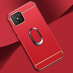 Custodia Lusso Metallo Laterale e Plastica Cover con Anello Supporto per Huawei Nova 8 SE 4G Rosso