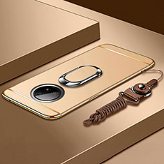Custodia Lusso Metallo Laterale e Plastica Cover con Anello Supporto per Xiaomi Redmi Note 9 5G Oro