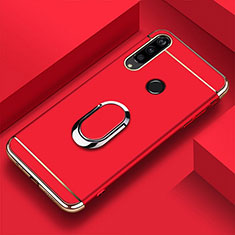 Custodia Lusso Metallo Laterale e Plastica Cover con Anello Supporto T01 per Huawei Honor 20E Rosso
