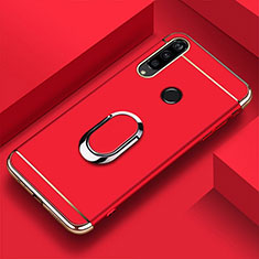 Custodia Lusso Metallo Laterale e Plastica Cover con Anello Supporto T01 per Huawei Honor 20i Rosso