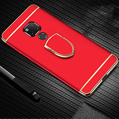 Custodia Lusso Metallo Laterale e Plastica Cover con Anello Supporto T01 per Huawei Mate 20 X 5G Rosso