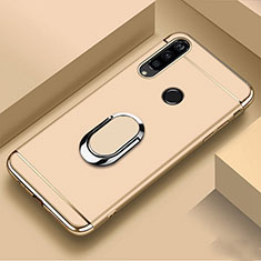 Custodia Lusso Metallo Laterale e Plastica Cover con Anello Supporto T01 per Huawei P Smart+ Plus (2019) Oro