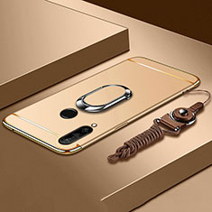 Custodia Lusso Metallo Laterale e Plastica Cover con Anello Supporto T01 per Huawei P30 Lite XL Oro