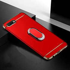 Custodia Lusso Metallo Laterale e Plastica Cover con Anello Supporto T01 per Oppo R15X Rosso