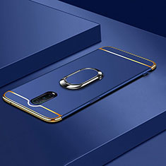 Custodia Lusso Metallo Laterale e Plastica Cover con Anello Supporto T01 per Oppo R17 Pro Blu