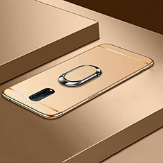 Custodia Lusso Metallo Laterale e Plastica Cover con Anello Supporto T01 per Oppo R17 Pro Oro