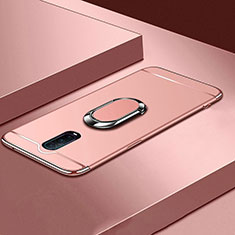 Custodia Lusso Metallo Laterale e Plastica Cover con Anello Supporto T01 per Oppo R17 Pro Oro Rosa