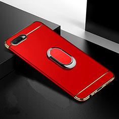 Custodia Lusso Metallo Laterale e Plastica Cover con Anello Supporto T01 per Oppo RX17 Neo Rosso