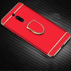 Custodia Lusso Metallo Laterale e Plastica Cover con Anello Supporto T01 per Xiaomi Redmi K20 Pro Rosso