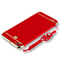 Custodia Lusso Metallo Laterale e Plastica Cover con Cordoncino per Huawei G8 Mini Rosso