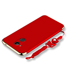 Custodia Lusso Metallo Laterale e Plastica Cover con Cordoncino per Huawei Honor 6C Pro Rosso