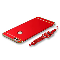 Custodia Lusso Metallo Laterale e Plastica Cover con Cordoncino per Huawei Honor 7X Rosso