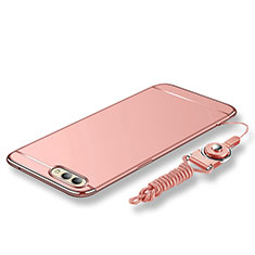 Custodia Lusso Metallo Laterale e Plastica Cover con Cordoncino per Huawei Honor View 10 Oro Rosa