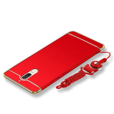 Custodia Lusso Metallo Laterale e Plastica Cover con Cordoncino per Huawei Mate 10 Lite Rosso