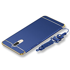 Custodia Lusso Metallo Laterale e Plastica Cover con Cordoncino per Huawei Rhone Blu