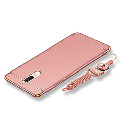 Custodia Lusso Metallo Laterale e Plastica Cover con Cordoncino per Huawei Rhone Oro Rosa