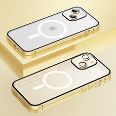 Custodia Lusso Metallo Laterale e Plastica Cover con Mag-Safe Magnetic Bling-Bling LF1 per Apple iPhone 13 Oro