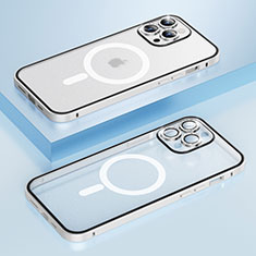 Custodia Lusso Metallo Laterale e Plastica Cover con Mag-Safe Magnetic Bling-Bling LF1 per Apple iPhone 13 Pro Argento