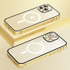 Custodia Lusso Metallo Laterale e Plastica Cover con Mag-Safe Magnetic Bling-Bling LF1 per Apple iPhone 13 Pro Max Oro