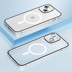 Custodia Lusso Metallo Laterale e Plastica Cover con Mag-Safe Magnetic Bling-Bling LF1 per Apple iPhone 15 Plus Argento