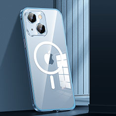 Custodia Lusso Metallo Laterale e Plastica Cover con Mag-Safe Magnetic JL1 per Apple iPhone 13 Blu