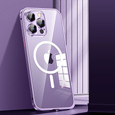 Custodia Lusso Metallo Laterale e Plastica Cover con Mag-Safe Magnetic JL1 per Apple iPhone 13 Pro Max Viola