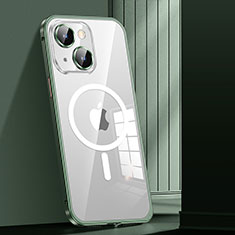 Custodia Lusso Metallo Laterale e Plastica Cover con Mag-Safe Magnetic JL1 per Apple iPhone 13 Verde