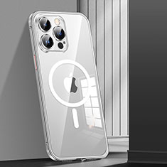 Custodia Lusso Metallo Laterale e Plastica Cover con Mag-Safe Magnetic JL1 per Apple iPhone 14 Pro Argento