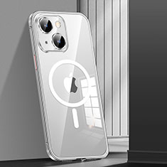 Custodia Lusso Metallo Laterale e Plastica Cover con Mag-Safe Magnetic JL1 per Apple iPhone 15 Argento
