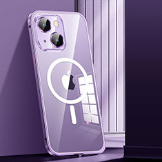 Custodia Lusso Metallo Laterale e Plastica Cover con Mag-Safe Magnetic JL1 per Apple iPhone 15 Viola