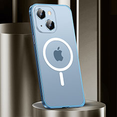 Custodia Lusso Metallo Laterale e Plastica Cover con Mag-Safe Magnetic JL2 per Apple iPhone 13 Blu