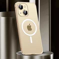 Custodia Lusso Metallo Laterale e Plastica Cover con Mag-Safe Magnetic JL2 per Apple iPhone 13 Oro