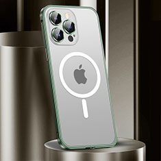 Custodia Lusso Metallo Laterale e Plastica Cover con Mag-Safe Magnetic JL2 per Apple iPhone 13 Pro Max Verde