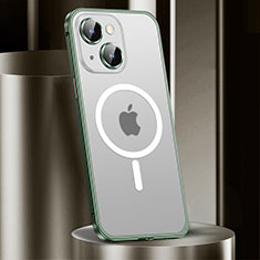 Custodia Lusso Metallo Laterale e Plastica Cover con Mag-Safe Magnetic JL2 per Apple iPhone 13 Verde