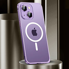 Custodia Lusso Metallo Laterale e Plastica Cover con Mag-Safe Magnetic JL2 per Apple iPhone 13 Viola